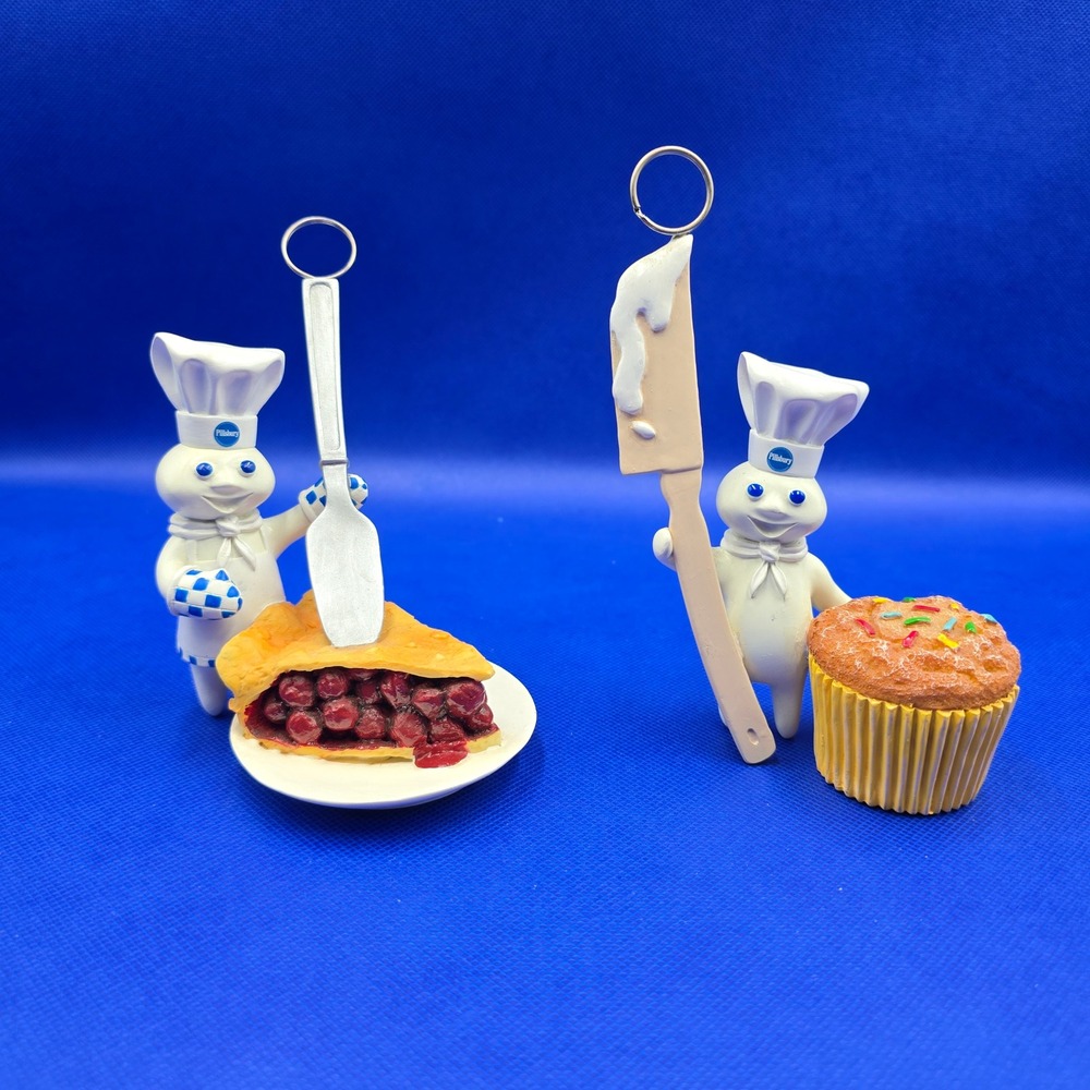Vintage Pillsbury Doughboy Recipe Card Holders Cherry Pie Cupcake Set of 2
